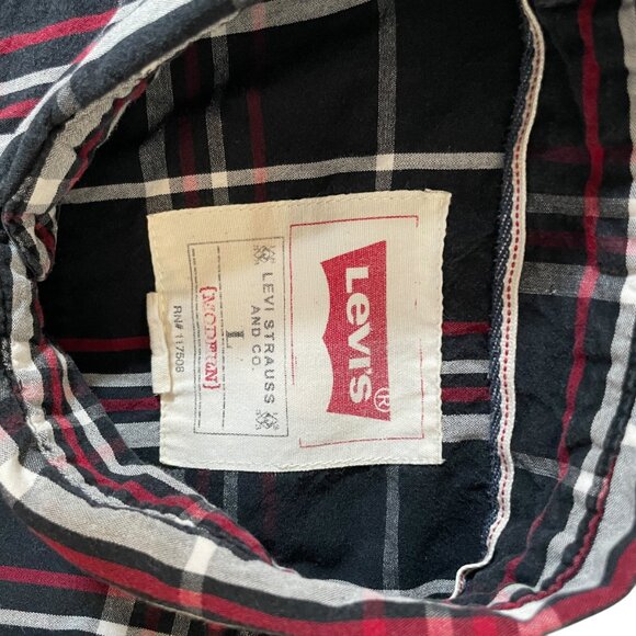 Levi's Men's Modern Black Plaid Long Sleeve Pearl Snap Button Front Shirt Large - Picture 9 of 9
